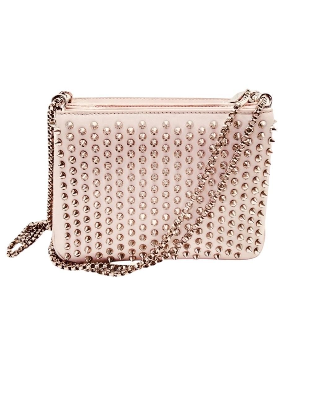 Christian Louboutin Studded Small Triloubi Chain Shoulder Bag iBallerina Pink